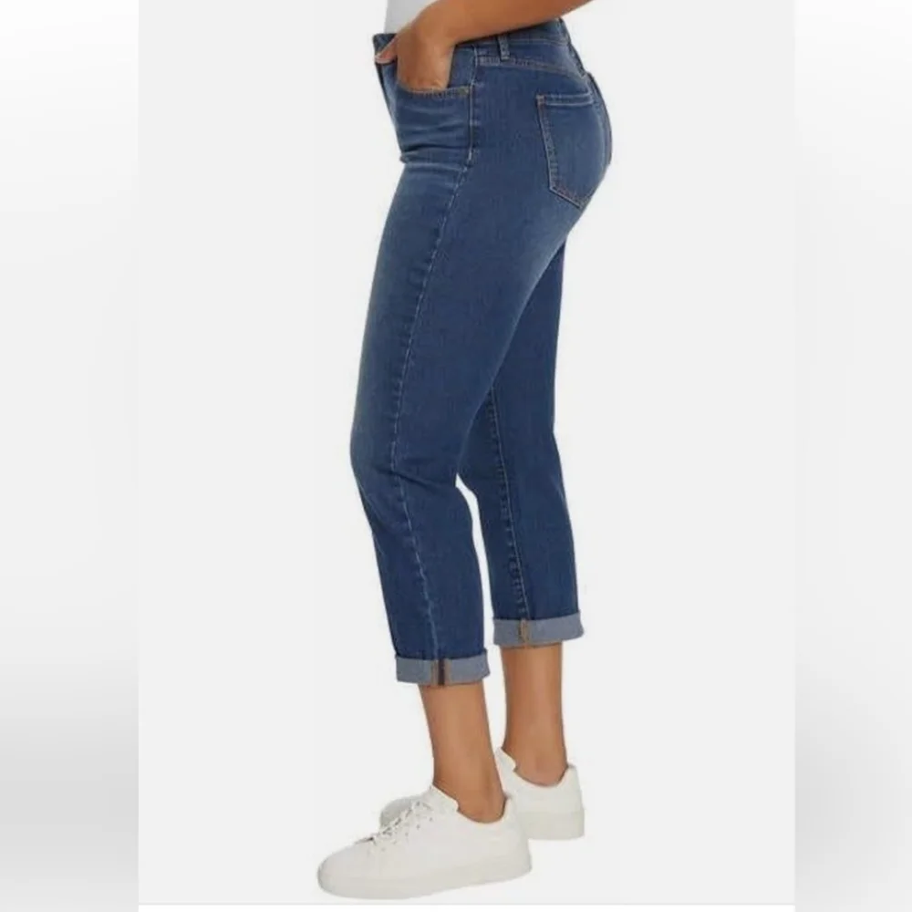 Gloria Vanderbit Women's Blue Cuffed Boyfriend Jeans - Picture 3 of 4